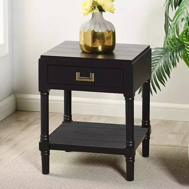 Kirklands Home Wood Layla Accent Table Black Hot
