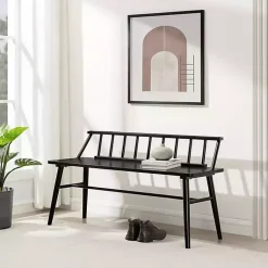 Kirklands Home Wood Low Back Spindle Bench Black Online