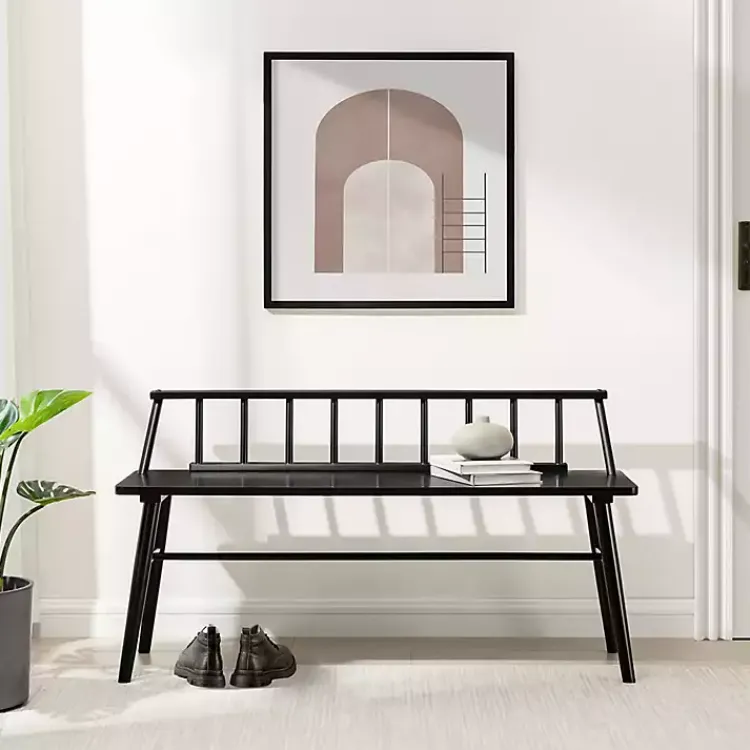 Kirklands Home Wood Low Back Spindle Bench Black Online