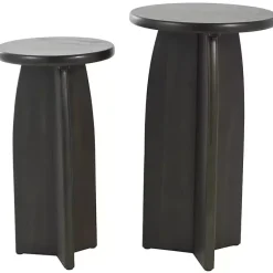 Kirklands Home Wood Modern Accent Tables, Set of 2 Black New