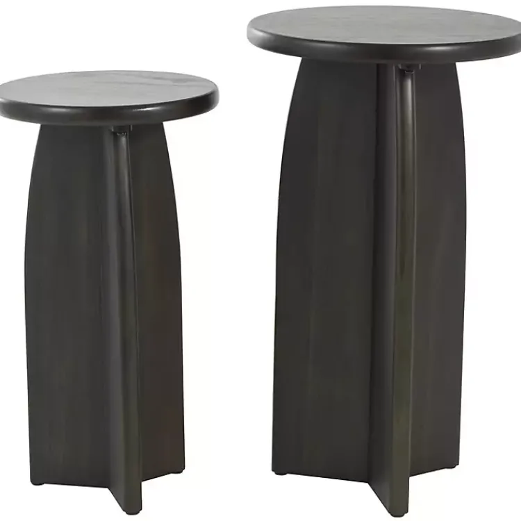Kirklands Home Wood Modern Accent Tables, Set of 2 Black New