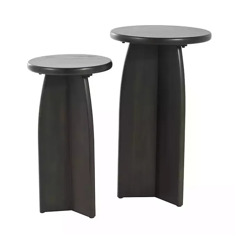 Kirklands Home Wood Modern Accent Tables, Set of 2 Black New