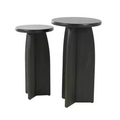 Kirklands Home Wood Modern Accent Tables, Set of 2 Black New