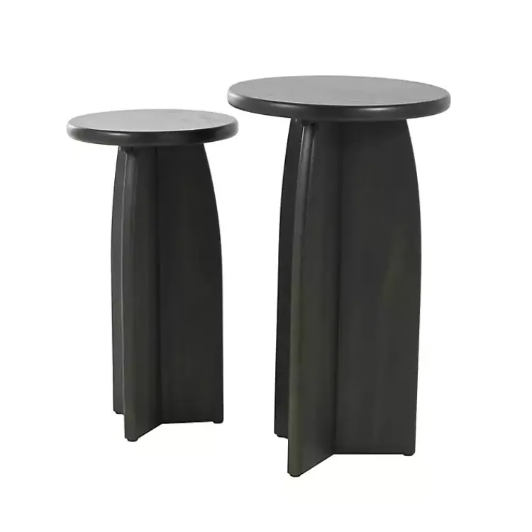 Kirklands Home Wood Modern Accent Tables, Set of 2 Black New