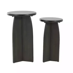 Kirklands Home Wood Modern Accent Tables, Set of 2 Black New
