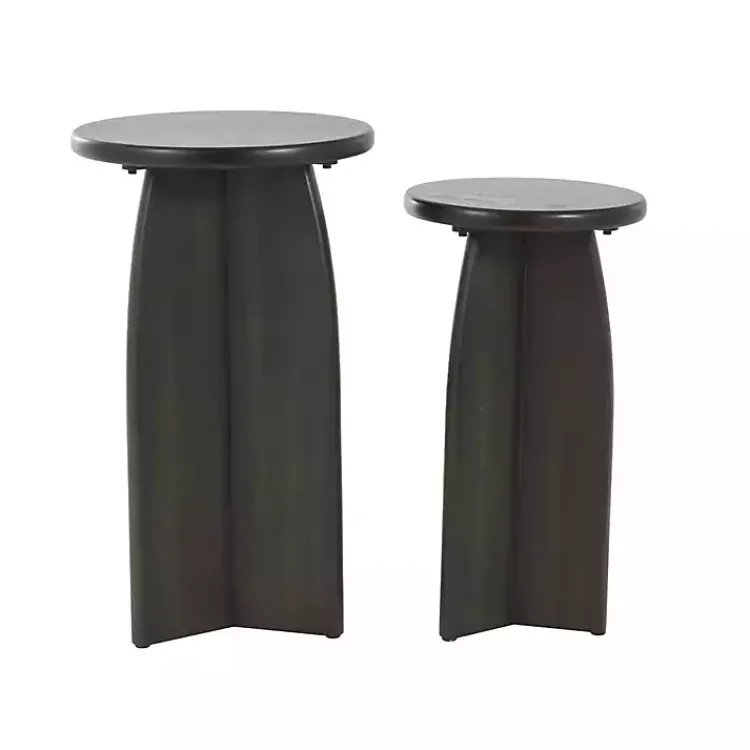 Kirklands Home Wood Modern Accent Tables, Set of 2 Black New
