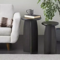 Kirklands Home Wood Modern Accent Tables, Set of 2 Black New