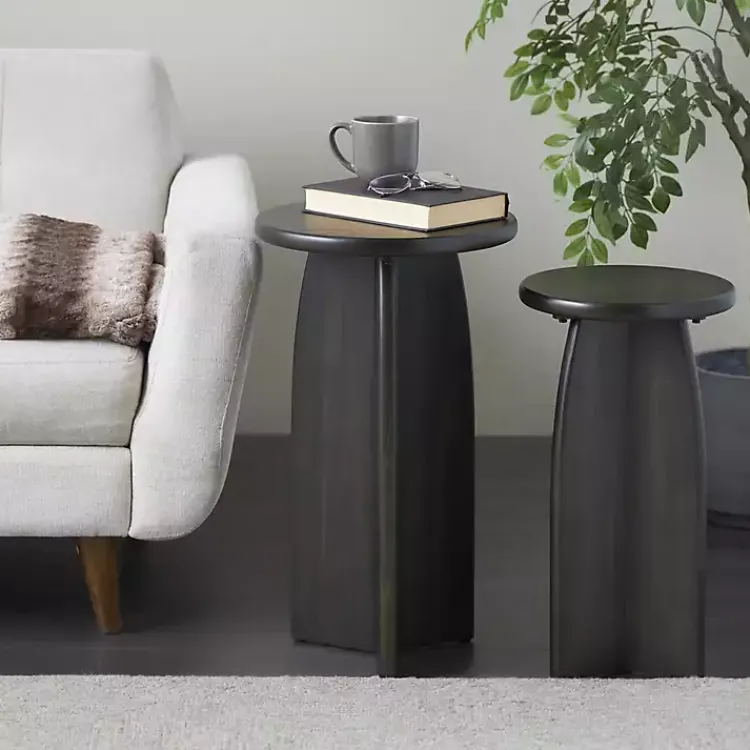 Kirklands Home Wood Modern Accent Tables, Set of 2 Black New