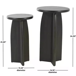 Kirklands Home Wood Modern Accent Tables, Set of 2 Black New