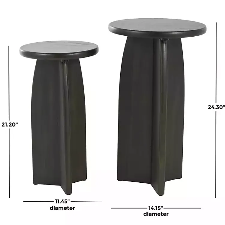 Kirklands Home Wood Modern Accent Tables, Set of 2 Black New