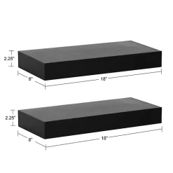 Kirklands Home Black Wood 2-pc. Floating Shelves, 18 in. New