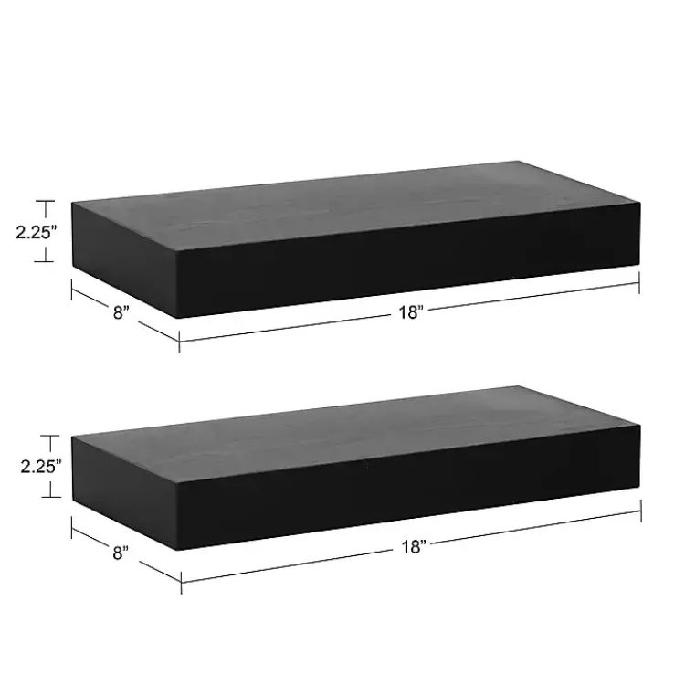 Kirklands Home Black Wood 2-pc. Floating Shelves, 18 in. New