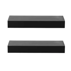 Kirklands Home Black Wood 2-pc. Floating Shelves, 18 in. New