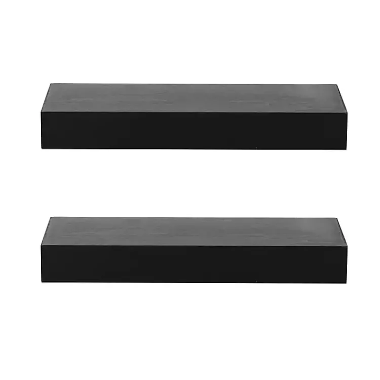 Kirklands Home Black Wood 2-pc. Floating Shelves, 18 in. New