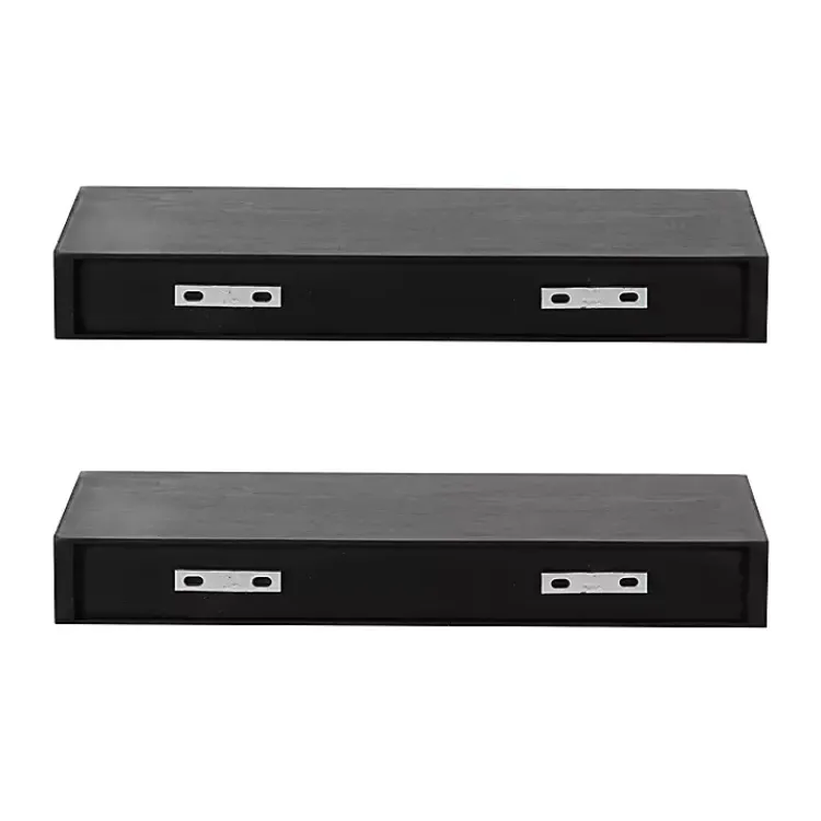 Kirklands Home Black Wood 2-pc. Floating Shelves, 18 in. New