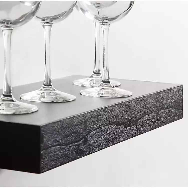 Kirklands Home Black Wood 2-pc. Floating Shelves, 18 in. New