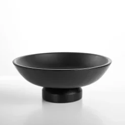 Decorative Bowls & Jars>Kirklands Home Wood Pedestal Bowl Black