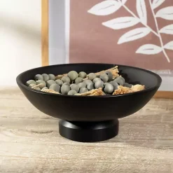 Decorative Bowls & Jars>Kirklands Home Wood Pedestal Bowl Black