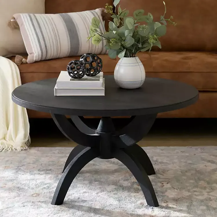 Kirklands Home Wood Round Dori Coffee Table Black Sale