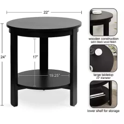 Kirklands Home Wood Round Ford Accent Table Black Outlet