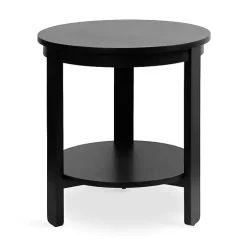 Kirklands Home Wood Round Ford Accent Table Black Outlet