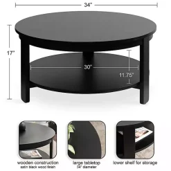 Kirklands Home Wood Round Ford Coffee Table Black Best