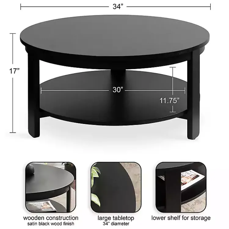 Kirklands Home Wood Round Ford Coffee Table Black Best