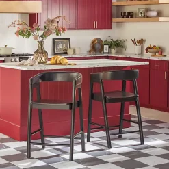 Kirklands Home Wood Rounded Modern Counter Stool Black Best