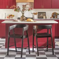 Kirklands Home Wood Rounded Modern Counter Stool Black Best