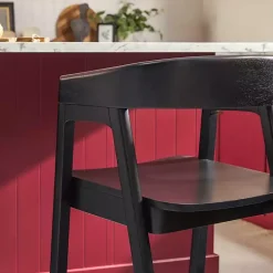 Kirklands Home Wood Rounded Modern Counter Stool Black Best