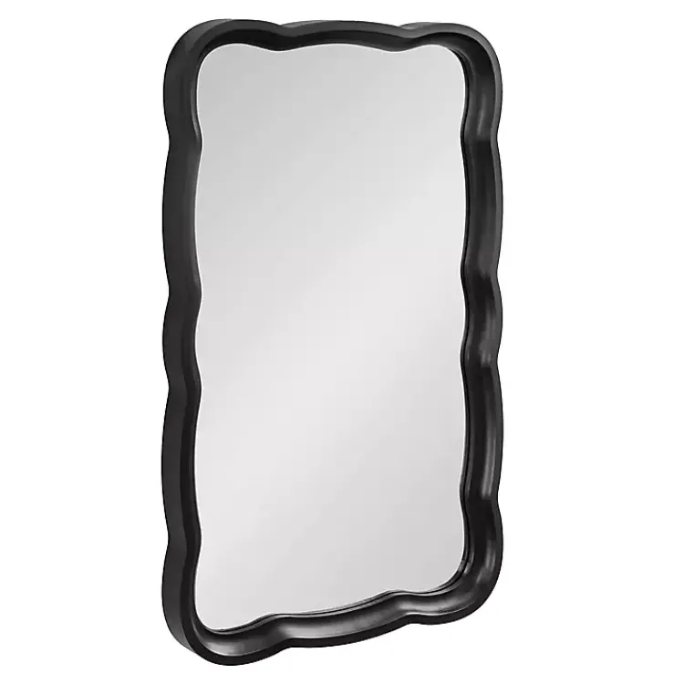 Kirklands Home Black Wood Scalloped Leigh Wall Mirror Discount