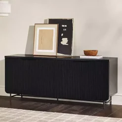 Kirklands Home Wood Scandinavian 4-Door Sideboard Black Hot