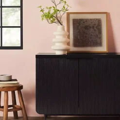 Kirklands Home Wood Scandinavian 4-Door Sideboard Black Hot