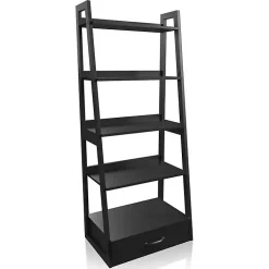 Kirklands Home Wood 5-Shelf Leaning Bookshelf Black Online