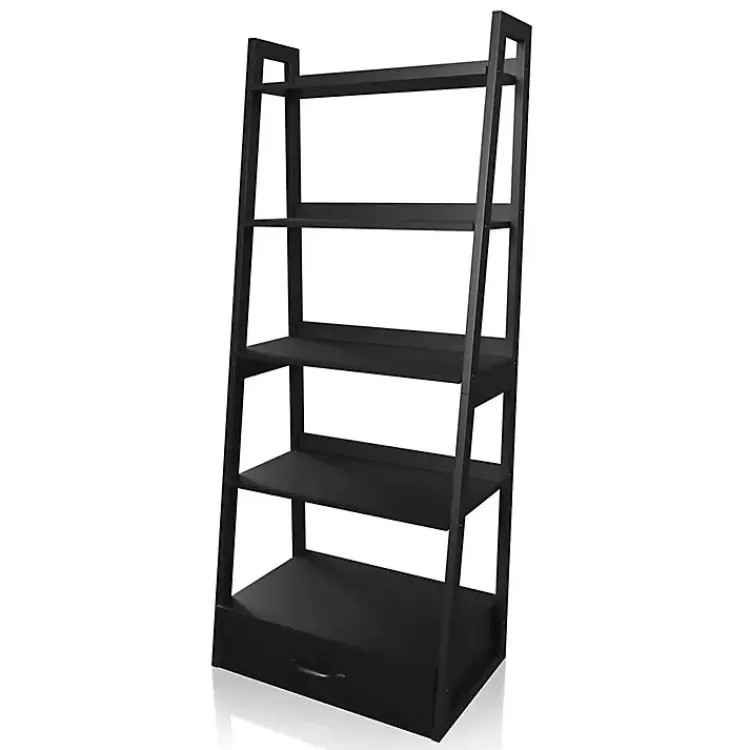 Kirklands Home Wood 5-Shelf Leaning Bookshelf Black Online