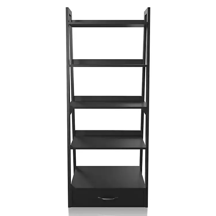 Kirklands Home Wood 5-Shelf Leaning Bookshelf Black Online