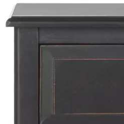 Kirklands Home Wood Side Table with Baskets Black Discount