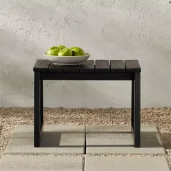 Kirklands Home Wood Slatted Box Leg Outdoor Side Table Black Outlet