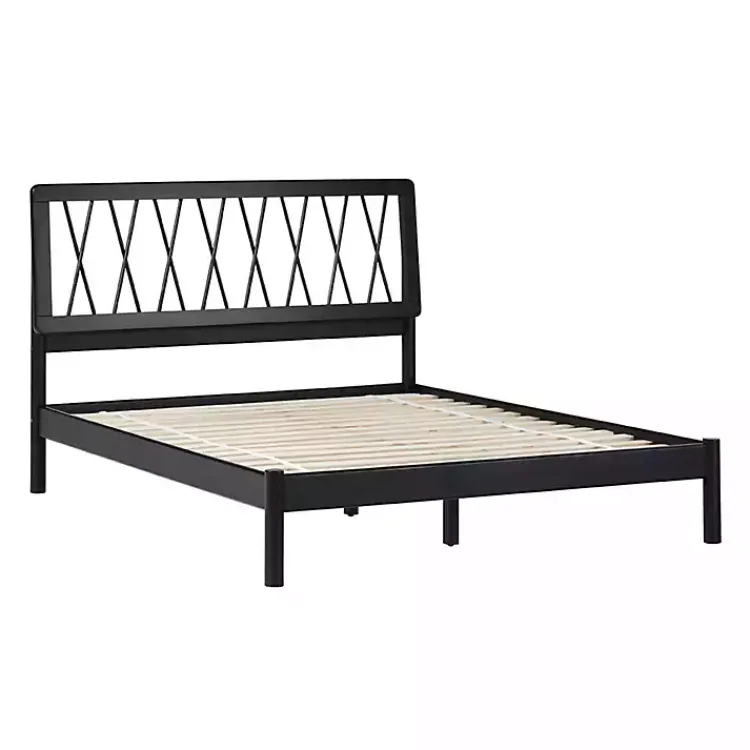 Kirklands Home Wood Spindle Headboard Queen Bed Black