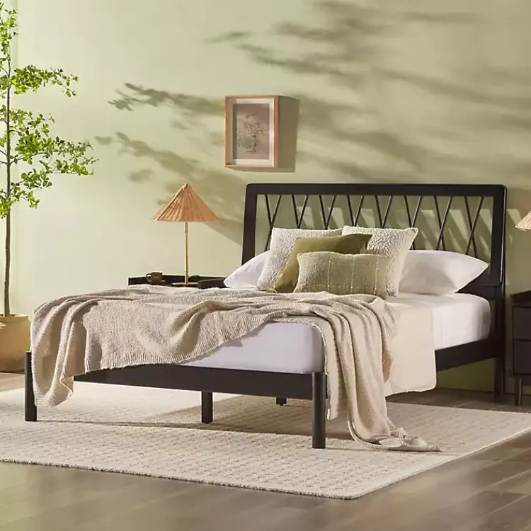Kirklands Home Wood Spindle Headboard Queen Bed Black
