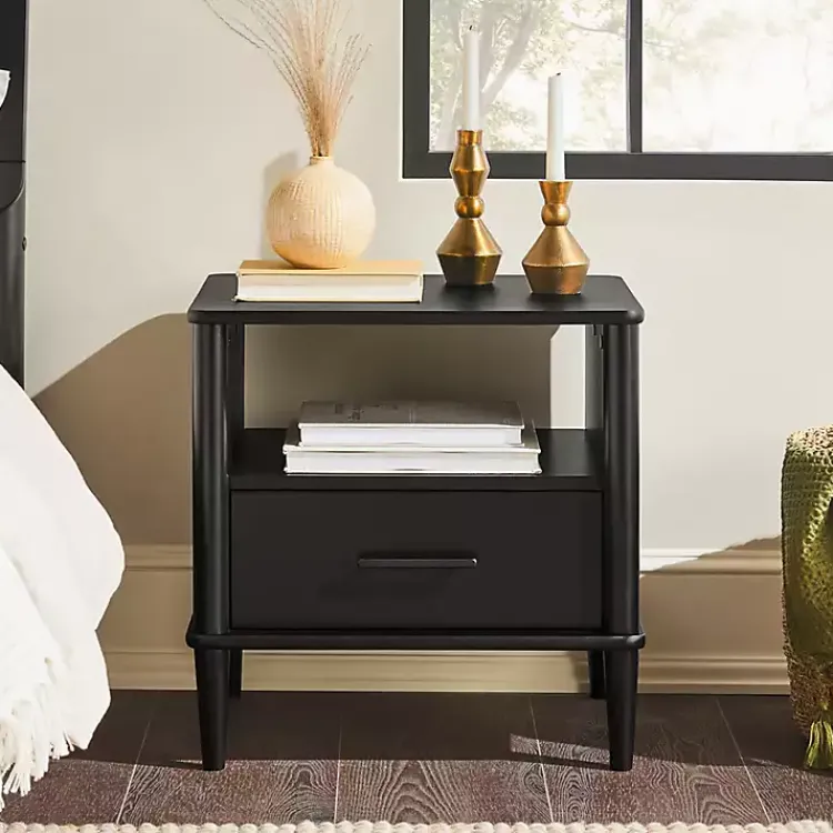 Kirklands Home Wood Spindle Leg Nightstand Black Sale
