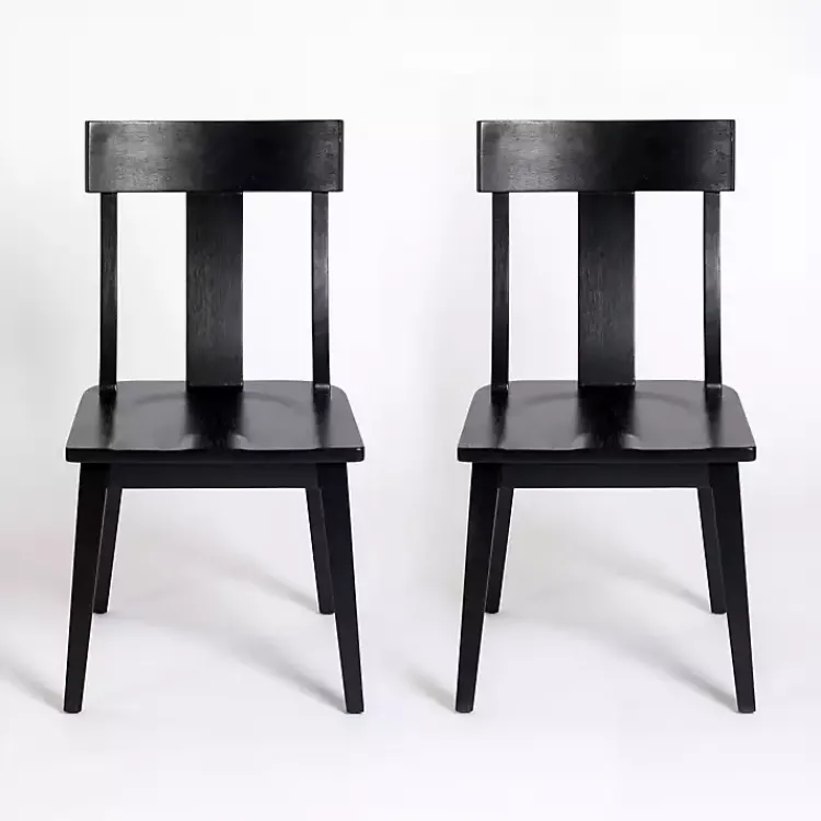 Kirklands Home Wood T-Back Dining Chairs, Set of 2 Black Discount