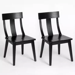 Kirklands Home Wood T-Back Dining Chairs, Set of 2 Black Discount