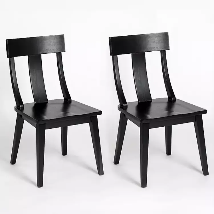 Kirklands Home Wood T-Back Dining Chairs, Set of 2 Black Discount