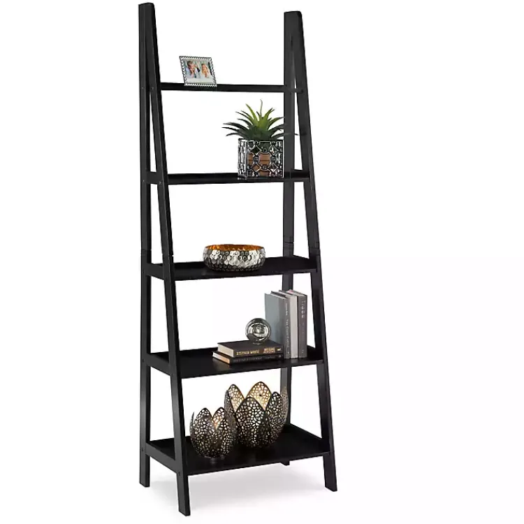 Kirklands Home Wood 5-Tier Ladder Bookshelf Black Sale