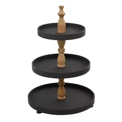 Kirklands Home Wood 3-Tiered Decorative Tray Black Sale