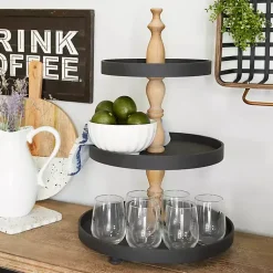 Kirklands Home Wood 3-Tiered Decorative Tray Black Sale