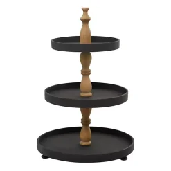 Kirklands Home Wood 3-Tiered Decorative Tray Black Sale
