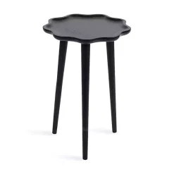 Kirklands Home Wood Wavy Accent Table Black Outlet