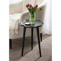 Kirklands Home Wood Wavy Accent Table Black Outlet